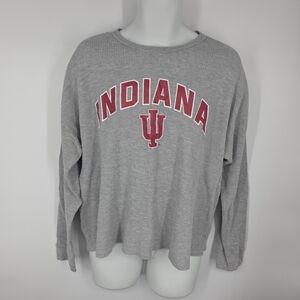 ​Indiana University Thermal Shirt Mens XL Gray IU Hoosiers Waffle Knit Long
